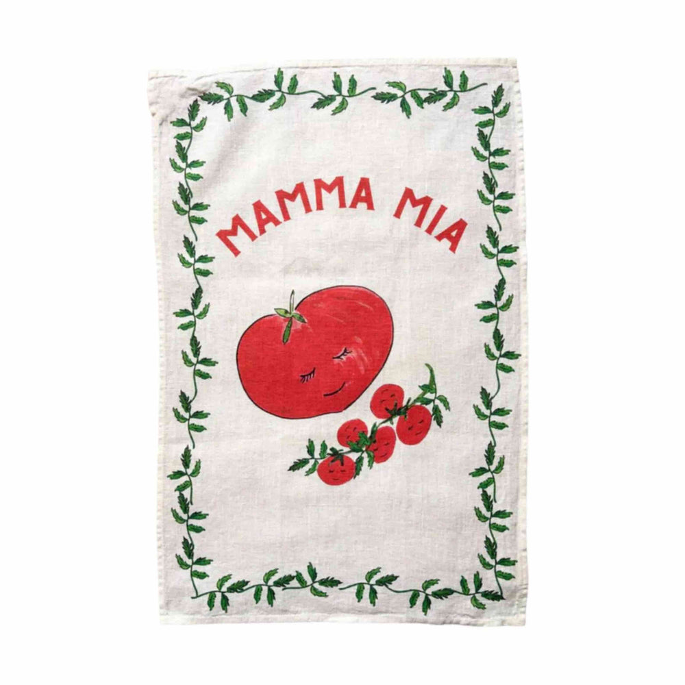 Dinette Mamma Mia Tomato Linen Tea Towel