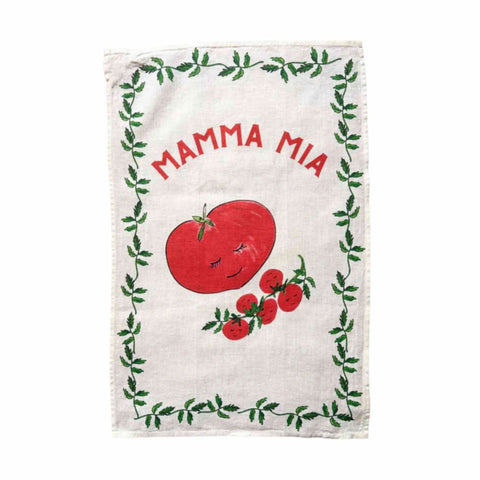 Dinette Mamma Mia Tomato Linen Tea Towel