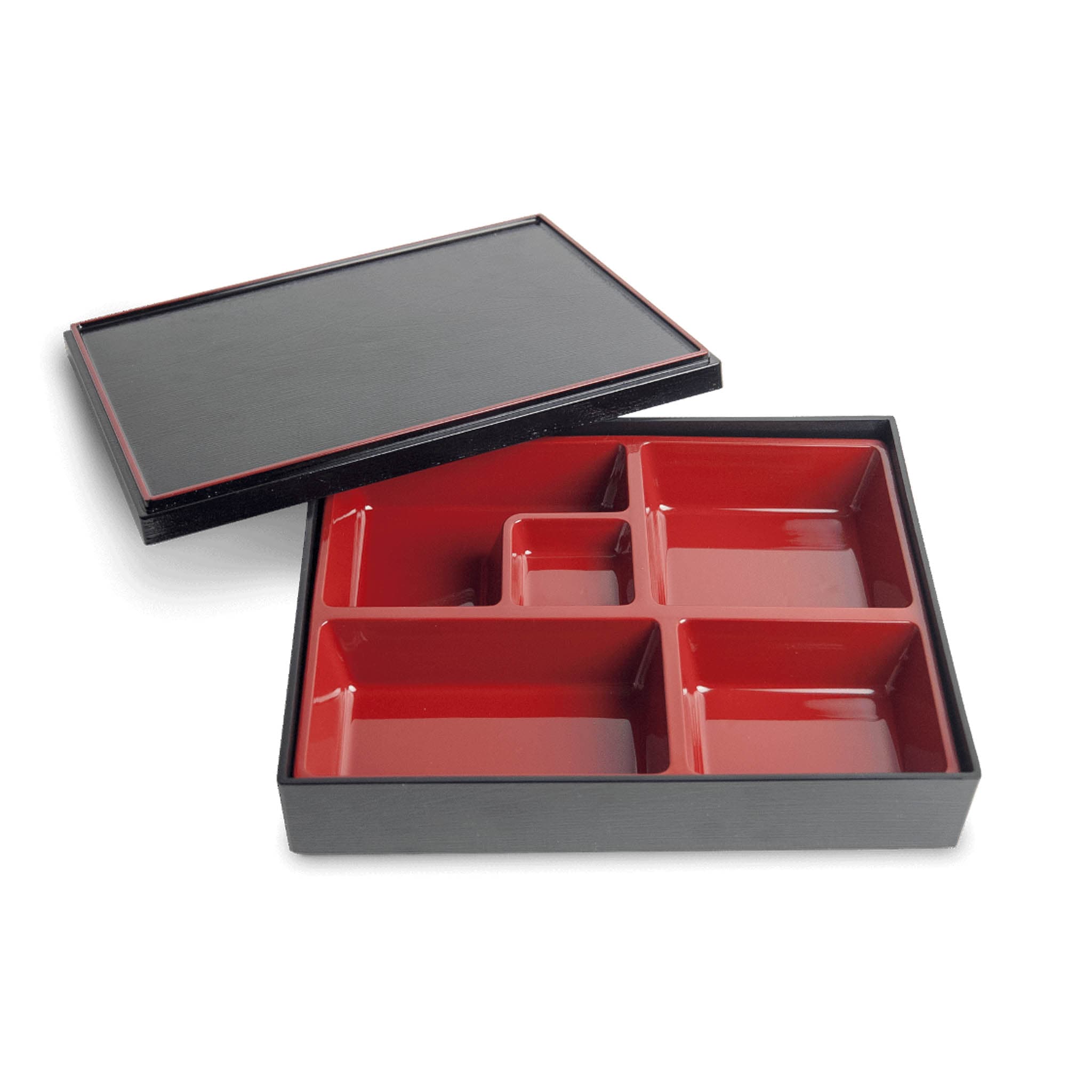 Black & Red Bento Box, 5 Compartments