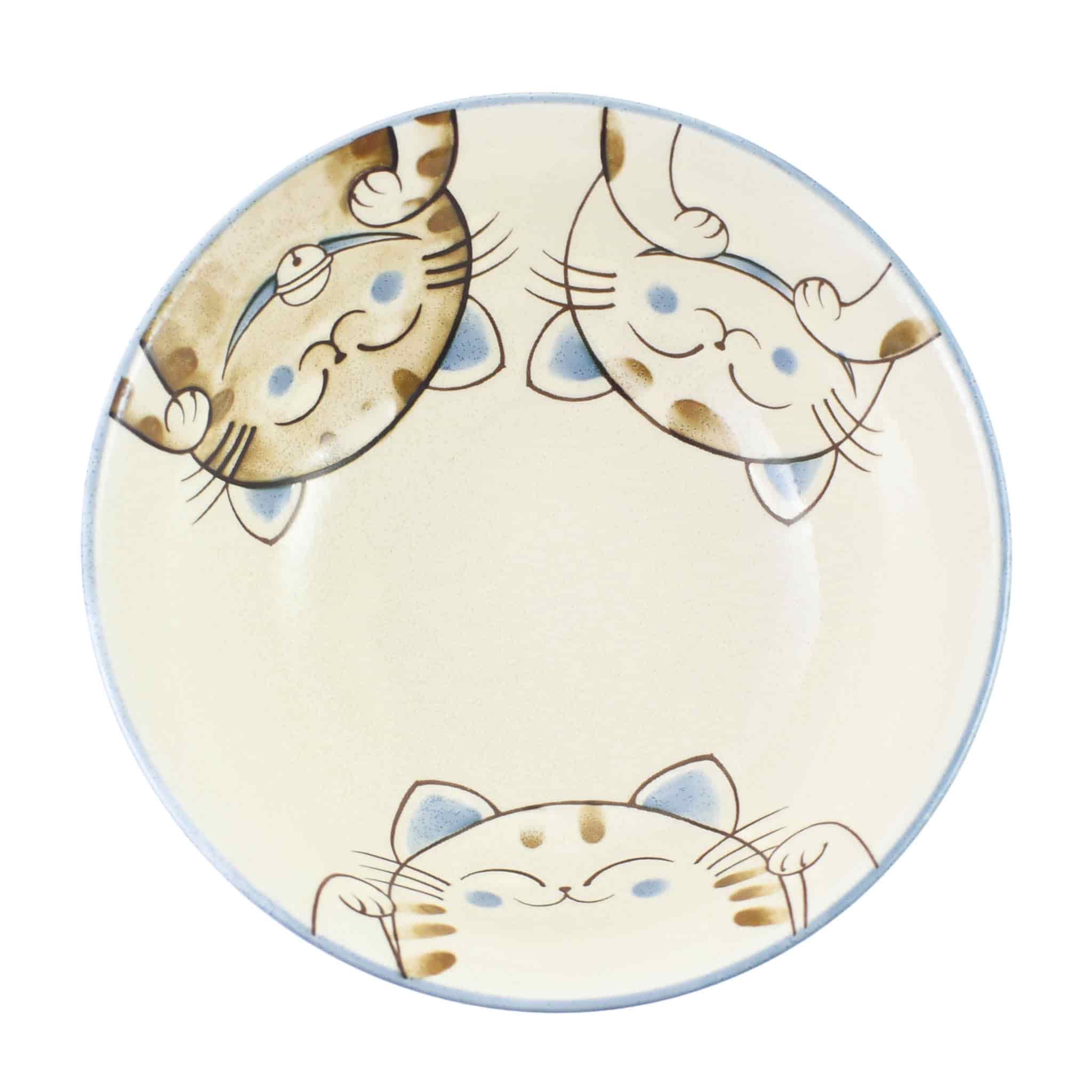 Blue Lucky Cat Japanese Ramen Bowl, 20.5cm