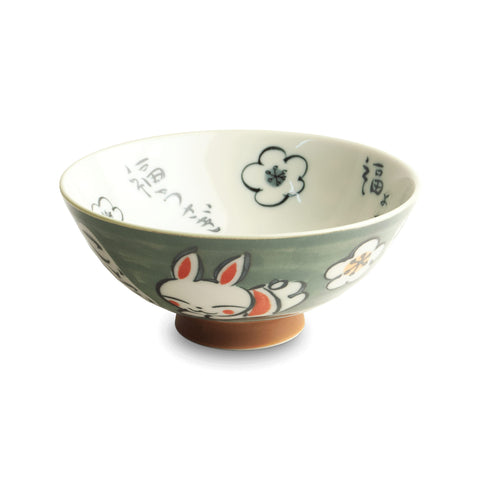 Japanese Kawaii Green Rabbit Rice Bowl, 14cm