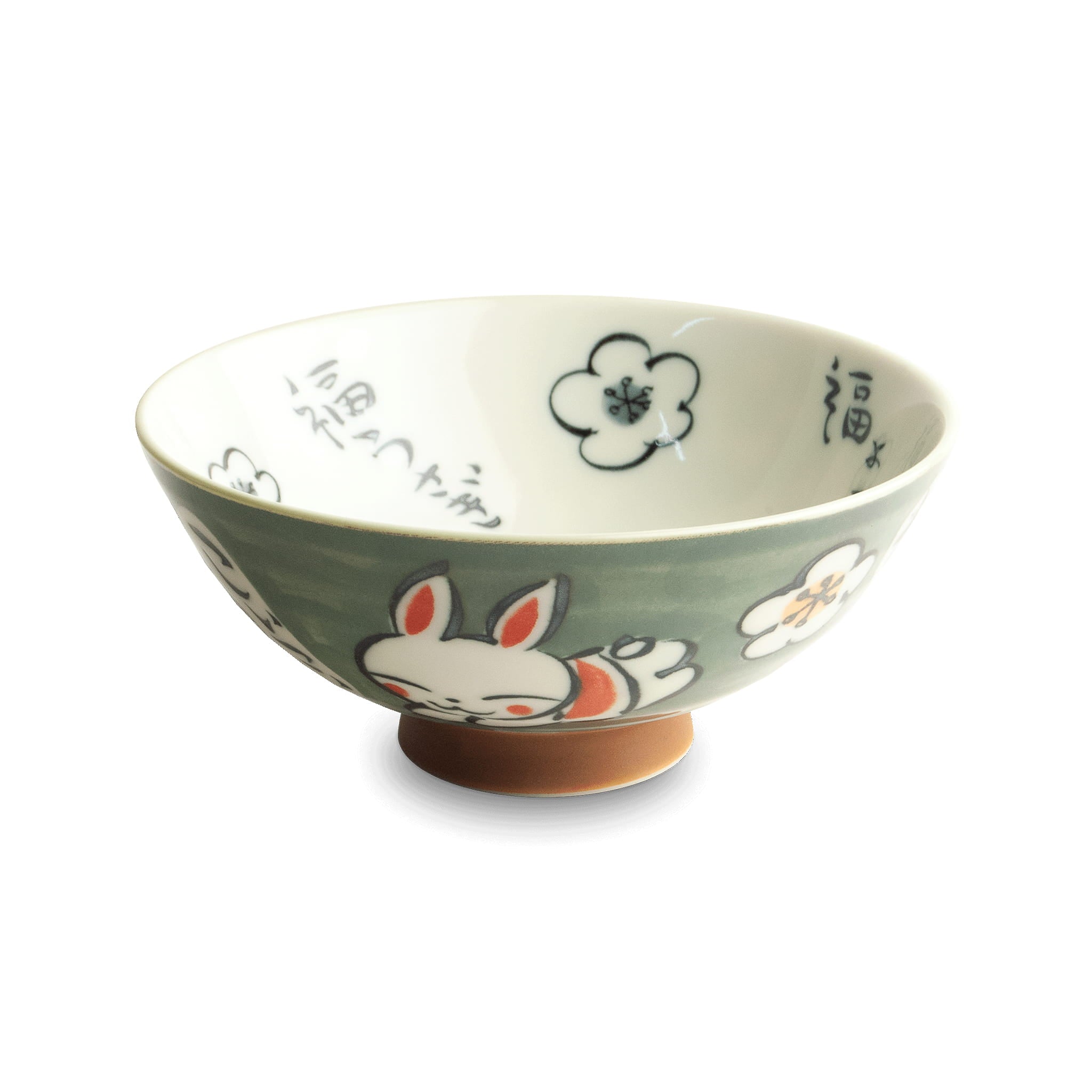 Japanese Kawaii Green Rabbit Rice Bowl, 14cm