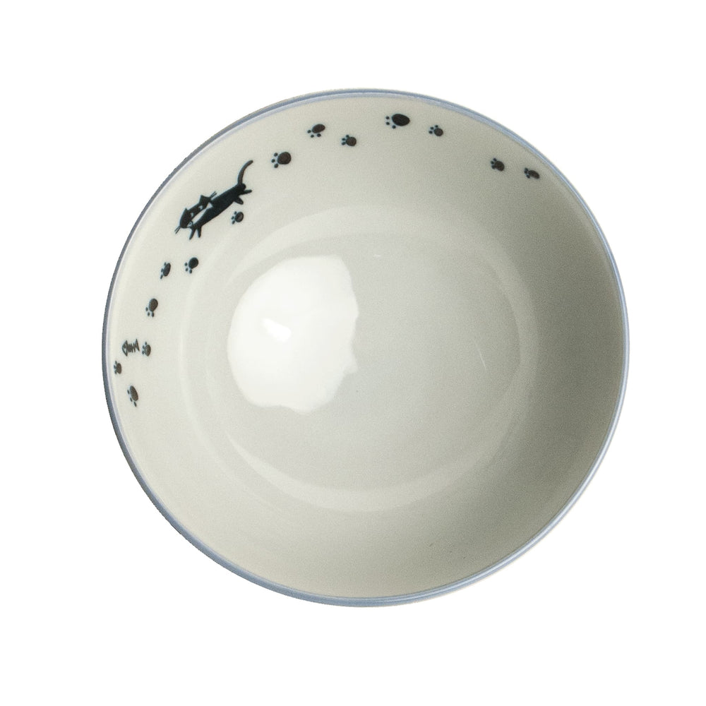 Japanese Cat with Footprints Rice Bowl, 14cm