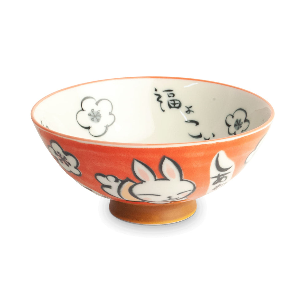 Shallow Red Rabbit Bowl Japanese Kawaii Red Rabbit Rice Bowl, 14cm | Buy online UK – Sous Chef UK