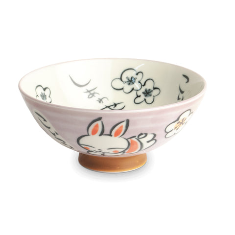 Japanese Kawaii Pink Rabbit Rice Bowl, 14cm