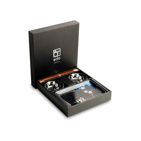 Black Blossom Sushi Serving Set