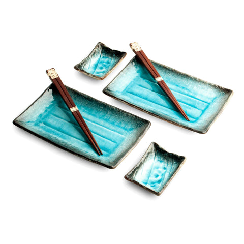 Turquoise Glaze Sushi Serving Set