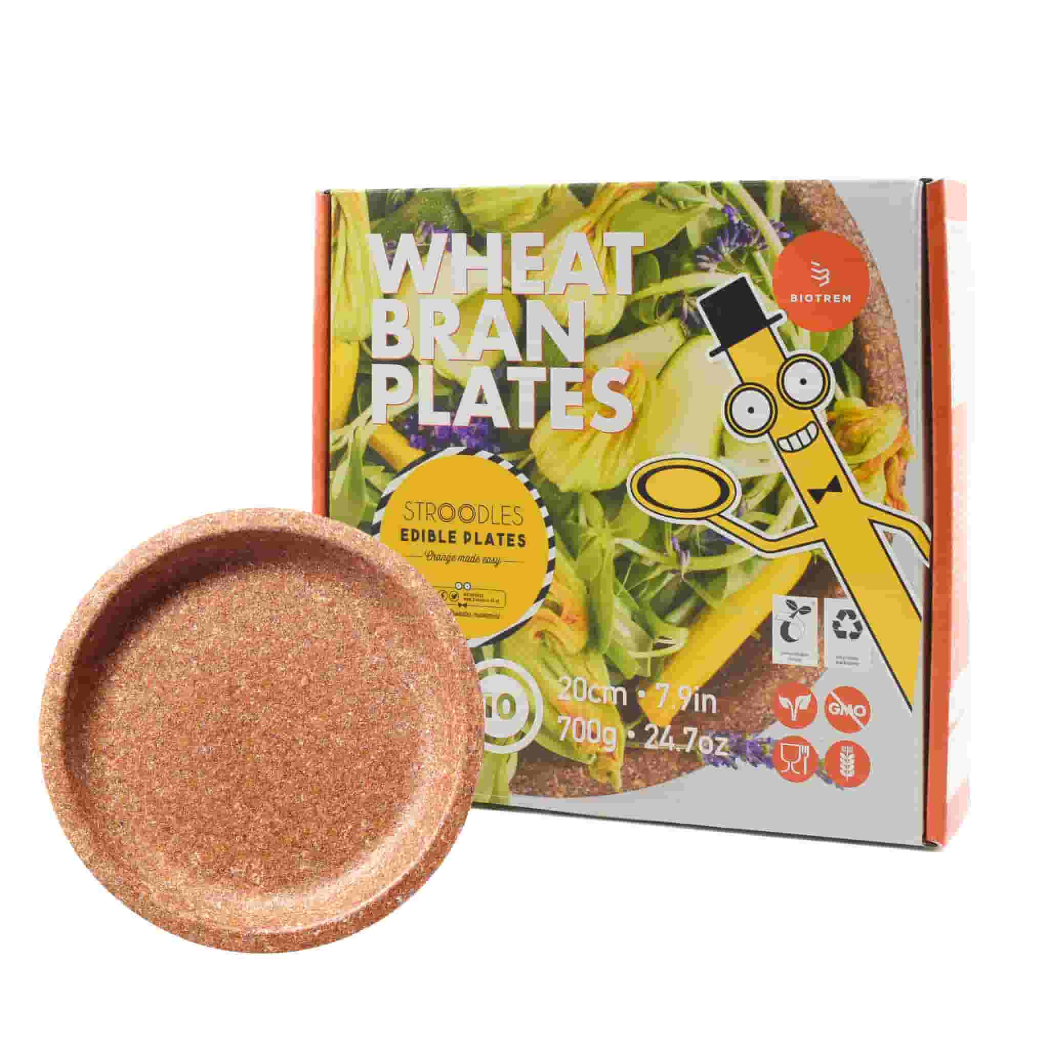 Stroodles Edible Plates from Wheat Bran, Set of 10