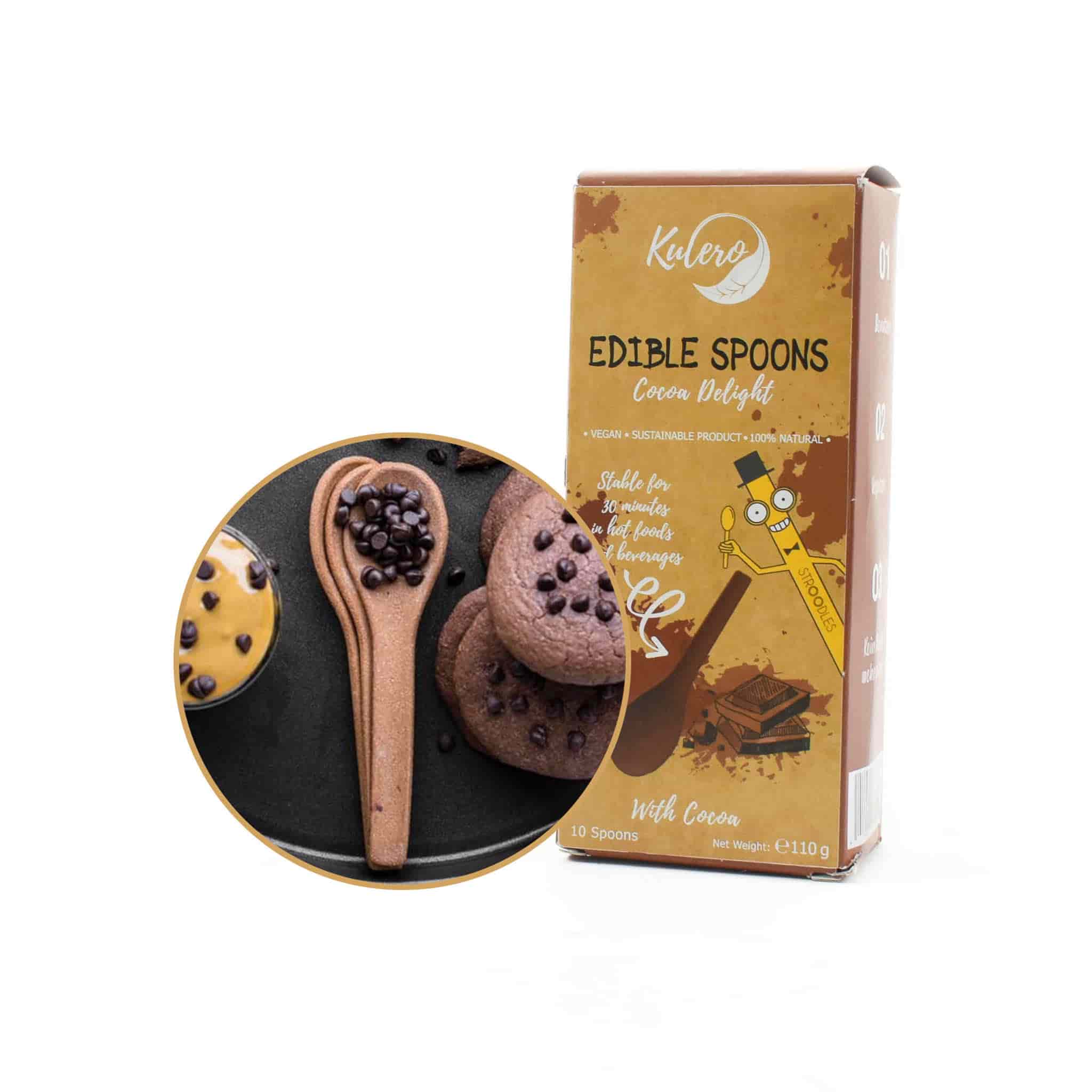 Stroodles Cocoa Flavour Edible Spoons, Set of 10, 14cm
