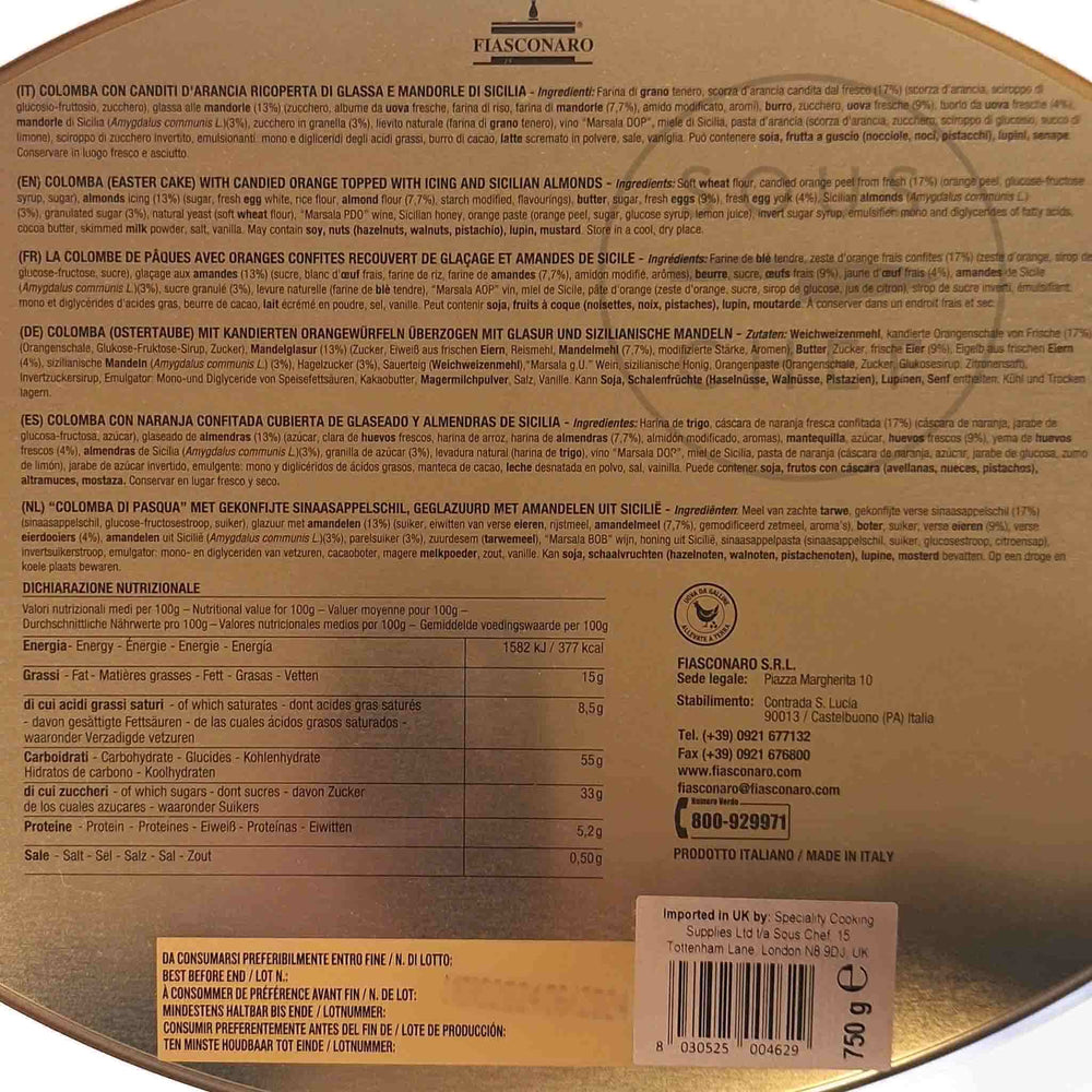 Fiasconaro x Dolce & Gabbana Mandorle di Sicilia Colomba, 750g