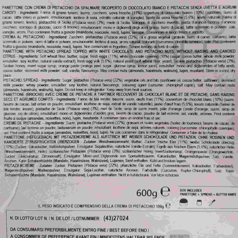 Fiasconaro x Dolce & Gabbana Pistachio Panettone with Pistachio Cream, 600g