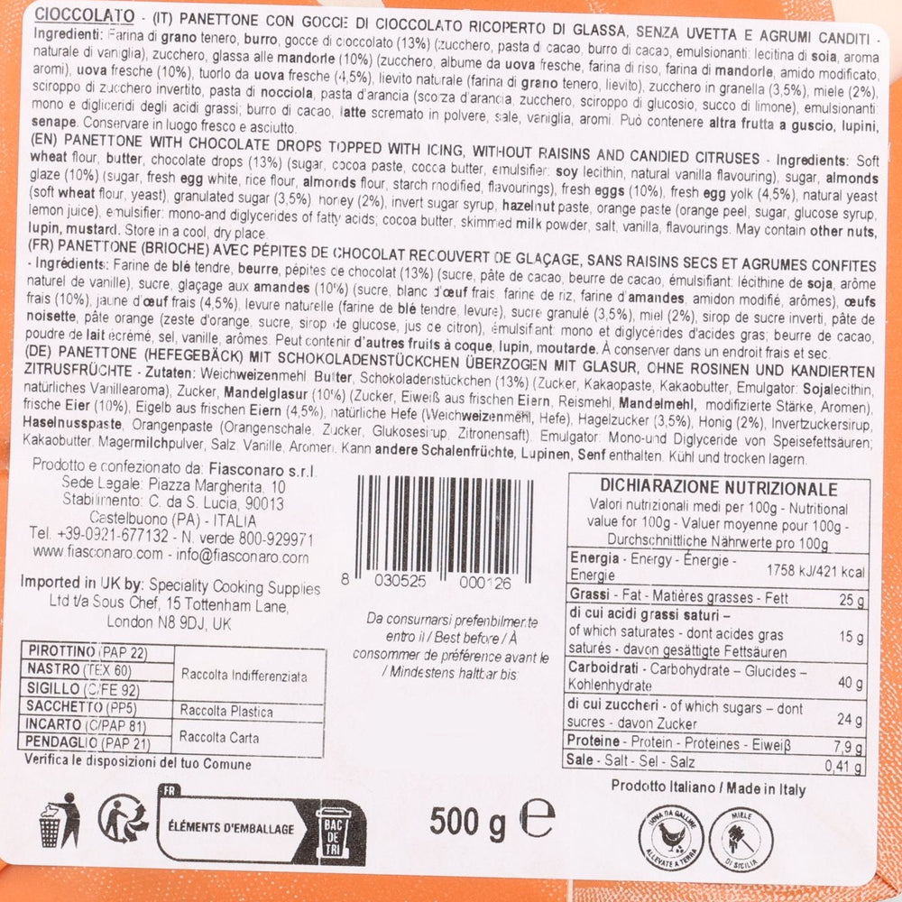 Fiasconaro Hand-Wrapped Chocolate Panettone, 500g
