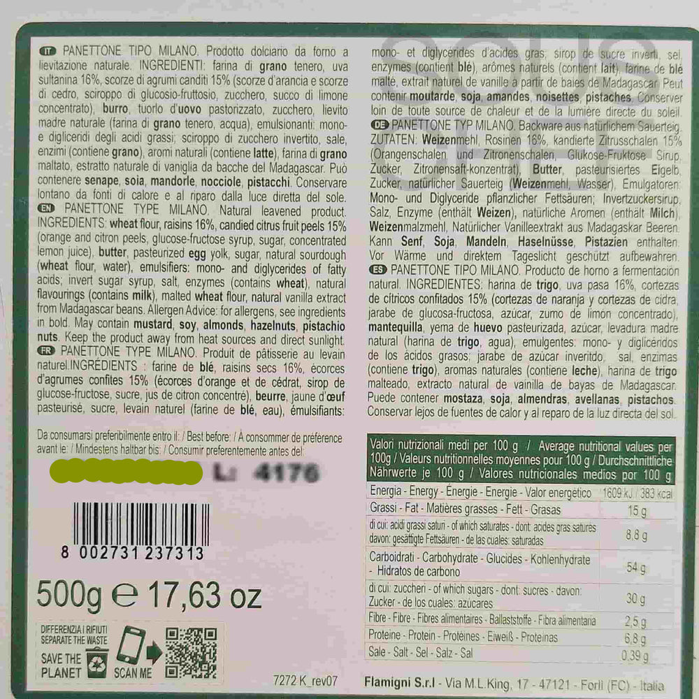 Flamigni Orange Panettone, 500g