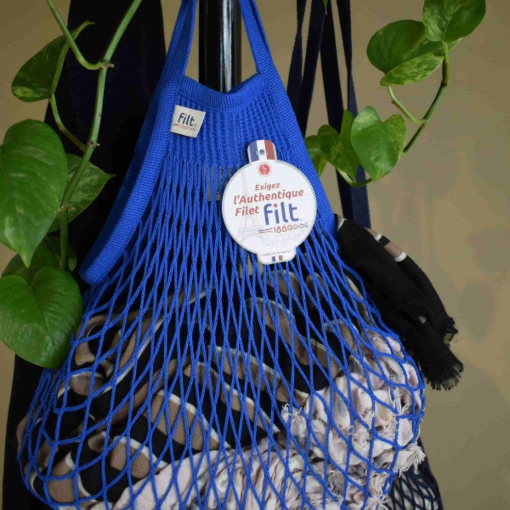 Filt String Bag in Cobalt Blue, Short Handle