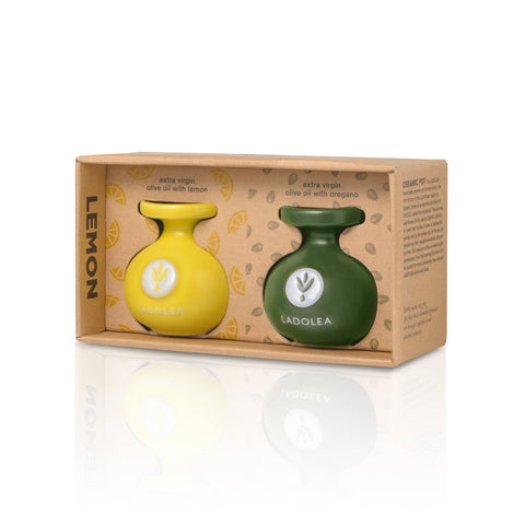Ladolea Set of 2 Lemon & Oregano Infused Extra Virgin Olive Oil, 80ml