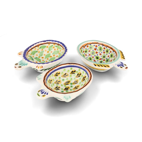Set of 3 Mexican Hand Painted Turtle Snack Dishes, 180ml
