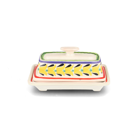 Mexican Hand Painted Butter Dish, 18.5x10cm