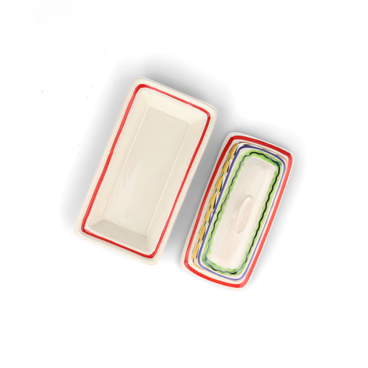Mexican Hand Painted Butter Dish, 18.5x10cm