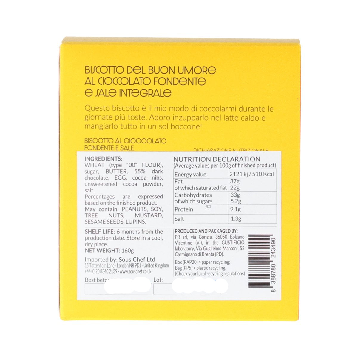 Gustificio Good Mood Dark Chocolate & Sea Salt Biscuits, 160g