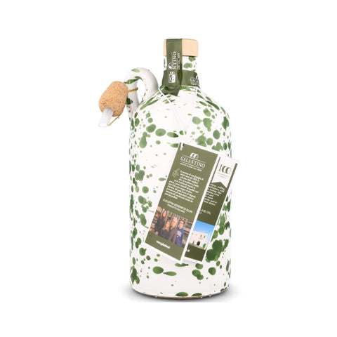 Puglian Extra Virgin Olive Oil in Green Splatter Ceramic Bottle, 500ml