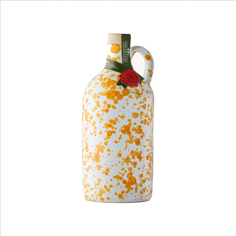 Puglian Extra Virgin Olive Oil in Yellow Splatter Ceramic Bottle, 500ml