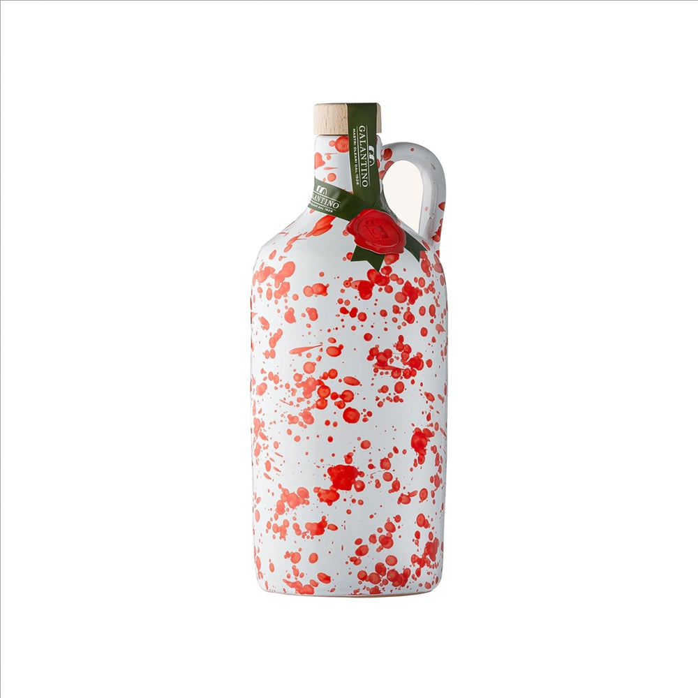 Puglian Extra Virgin Olive Oil in Red Splatter Ceramic Bottle, 500ml