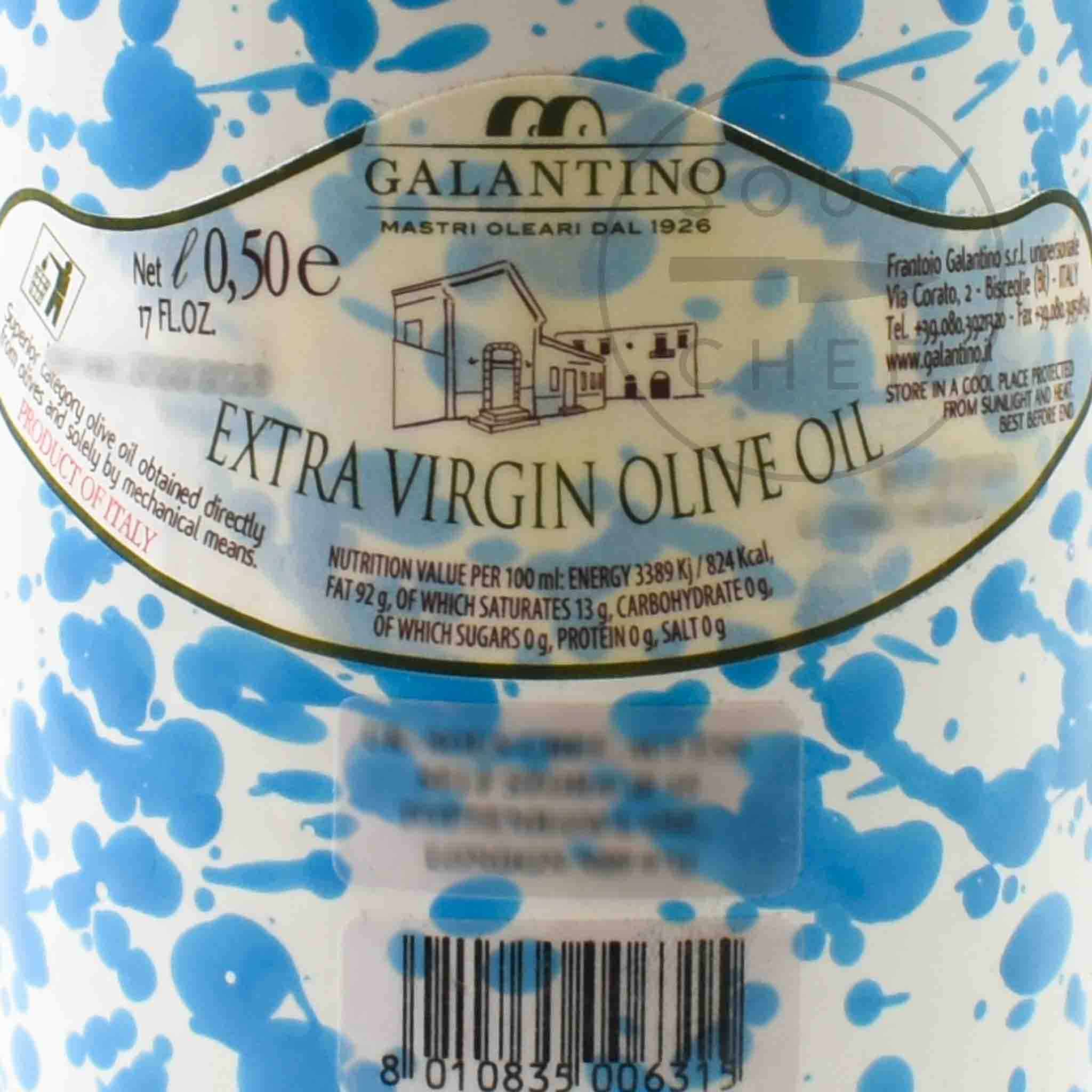 Puglian Extra Virgin Olive Oil in Light Blue Splatter Ceramic Bottle, 500ml