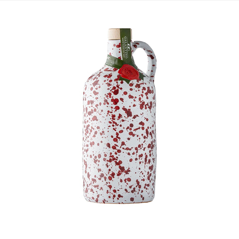 Puglian Extra Virgin Olive Oil in Burgundy Splatter Ceramic Bottle, 500ml