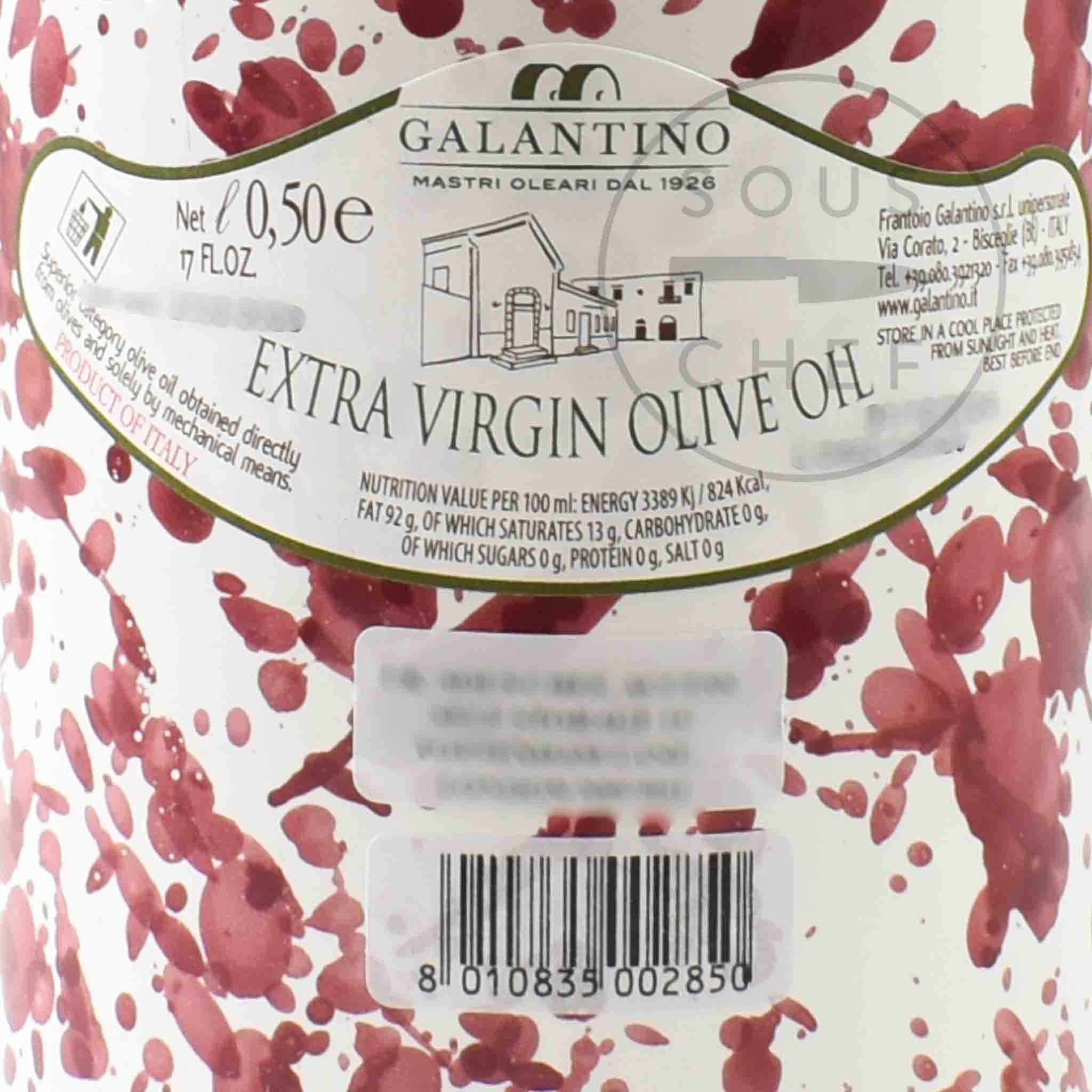 Puglian Extra Virgin Olive Oil in Burgundy Splatter Ceramic Bottle, 500ml