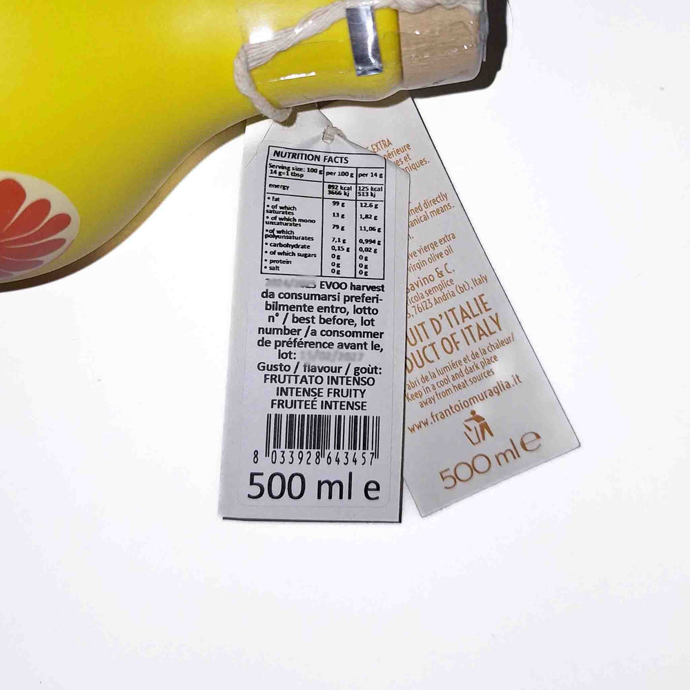 Frantoio Muraglia Medium Fruity Extra Virgin Olive Oil in Mediterranean Fruits Bottle, 500ml