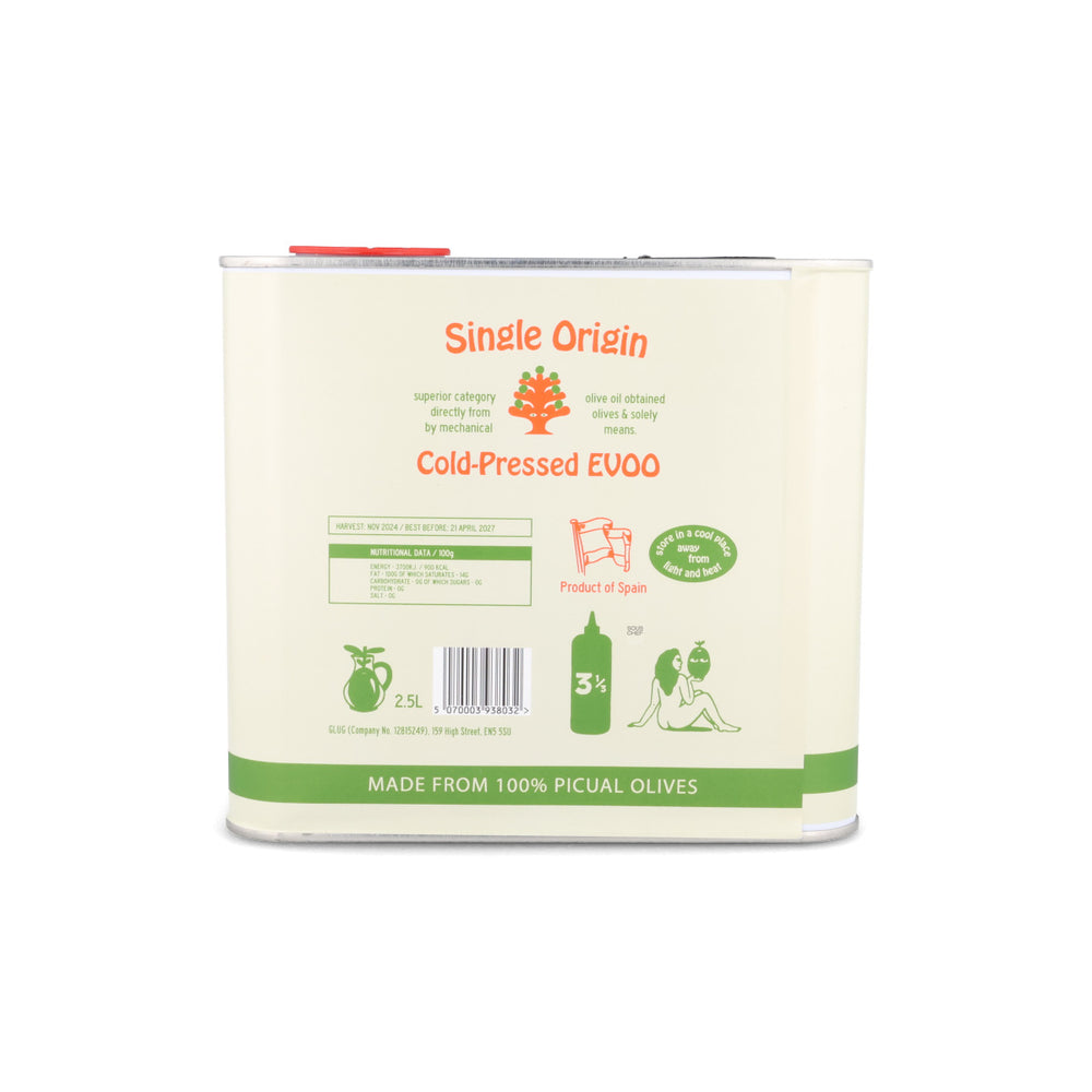 Glug Extra Virgin Olive Oil for Drizzling Refill Tin, 2.5 Litre