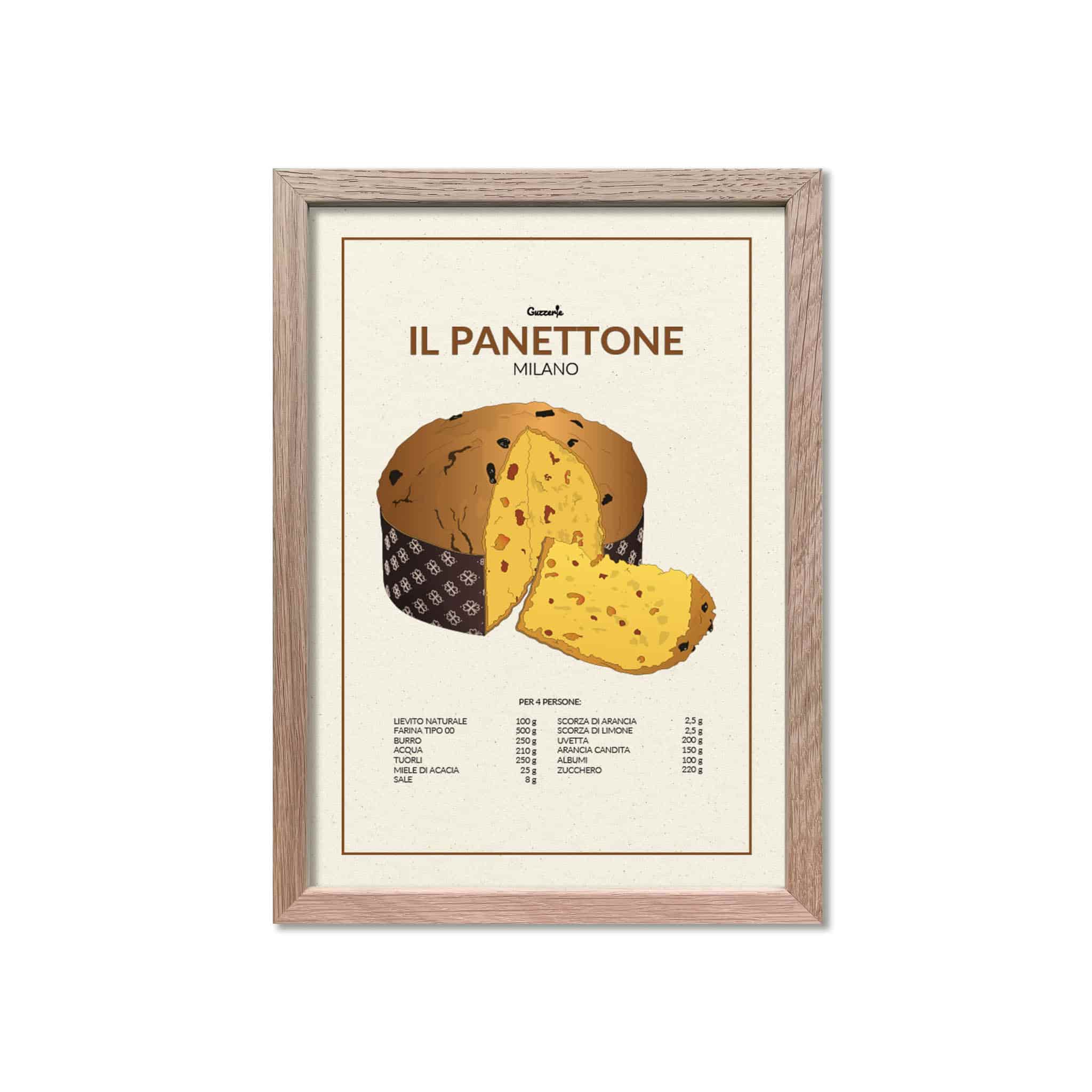 Panettone A4 Print in Oak Frame