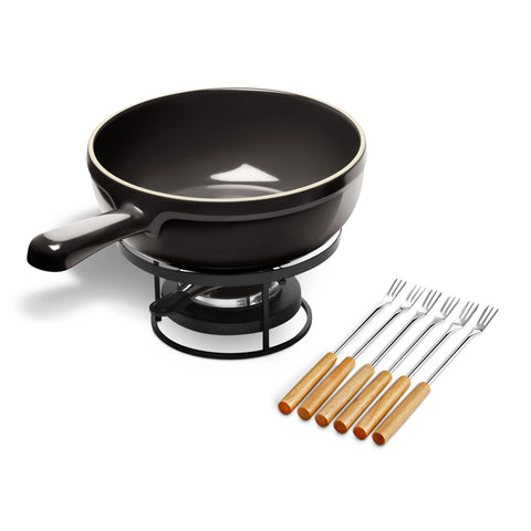Emile Henry Black Cheese Fondue Set, 22cm