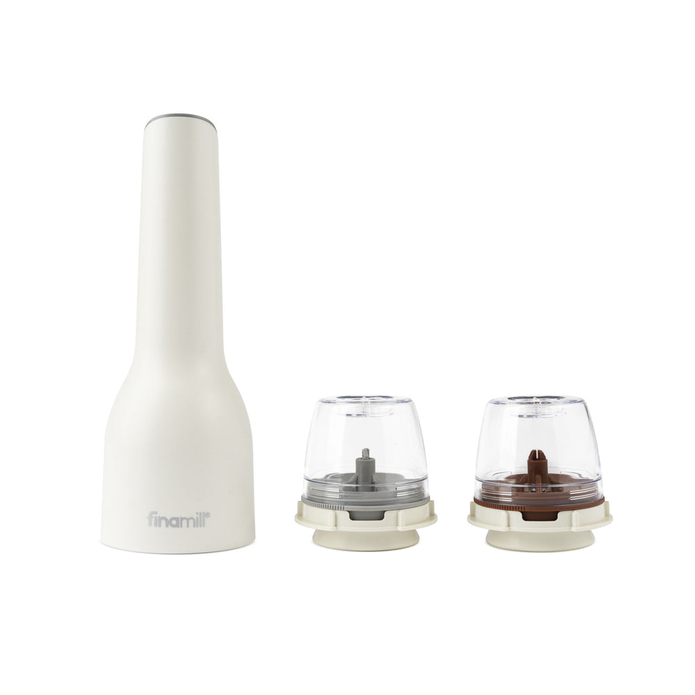 FinaMill One White 3 Piece Rechargable Electric Spice Grinder Set