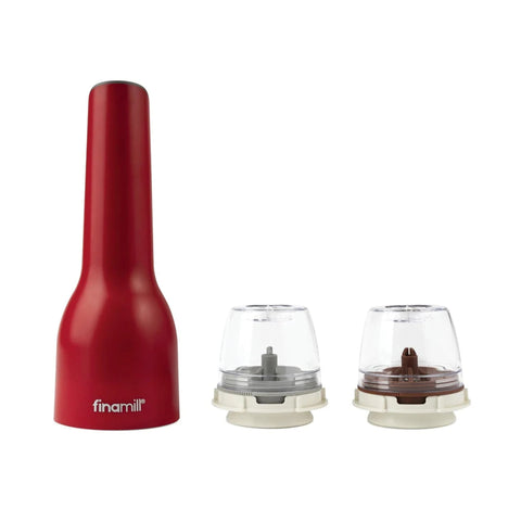 FinaMill One Red 3 Piece Rechargable Electric Spice Grinder Set