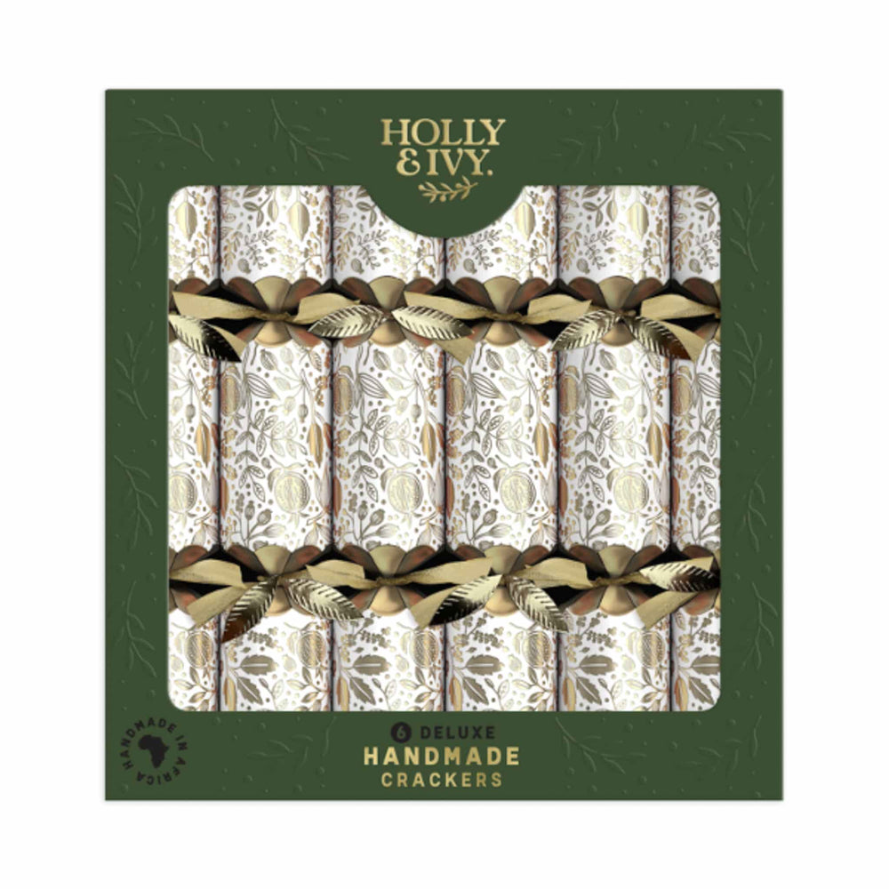 Set of 6 Deluxe Gold Pomegranate Christmas Crackers