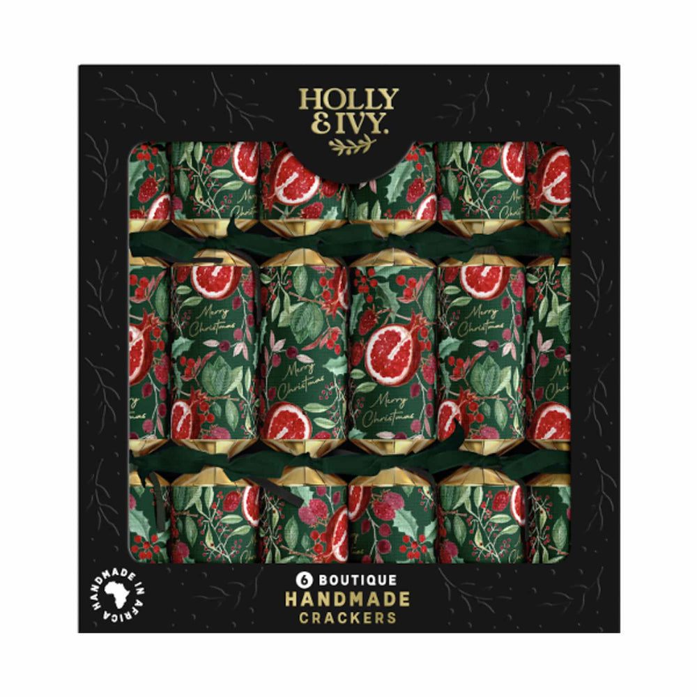 Set of 6 Boutique Pomegranate Christmas Crackers