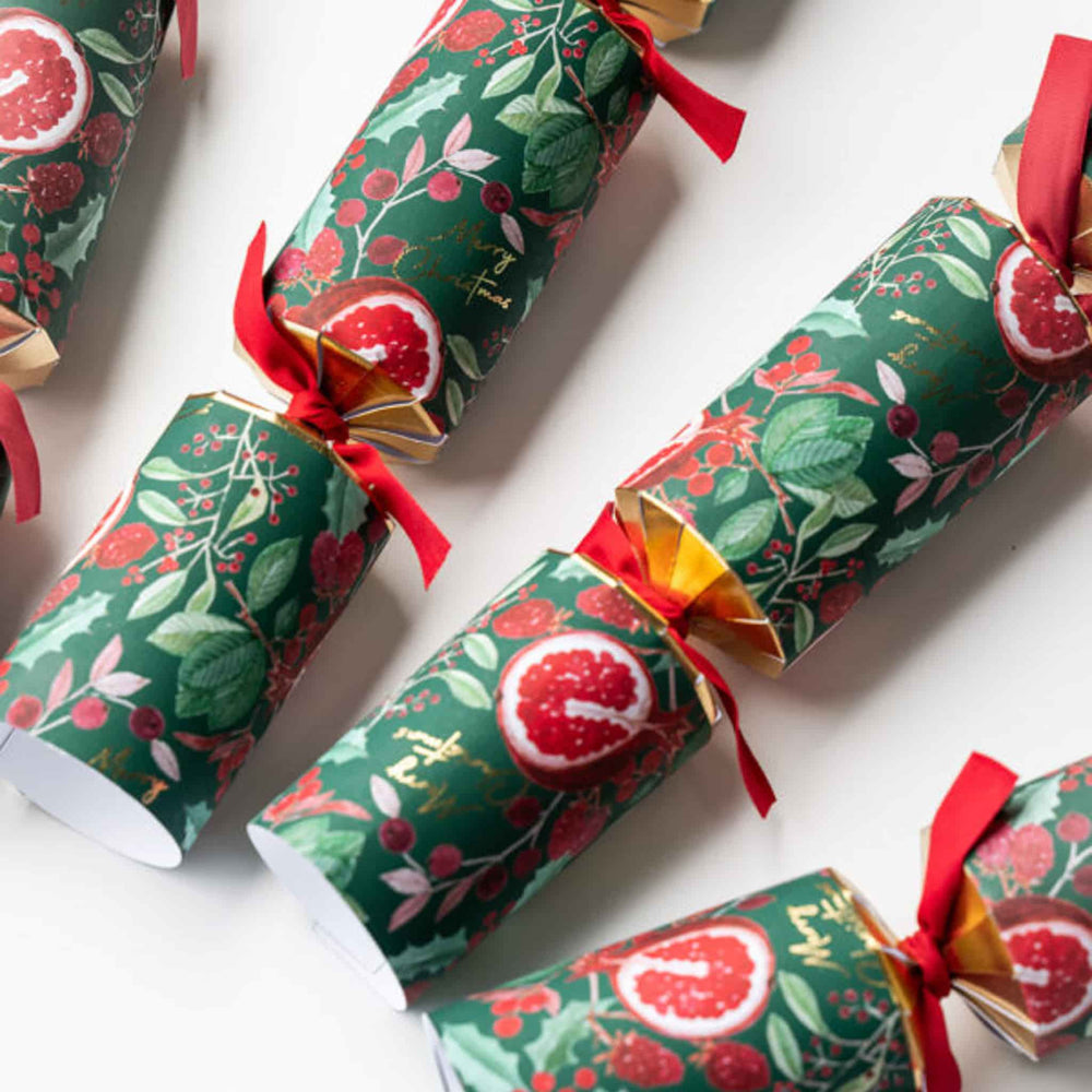Set of 6 Boutique Pomegranate Christmas Crackers
