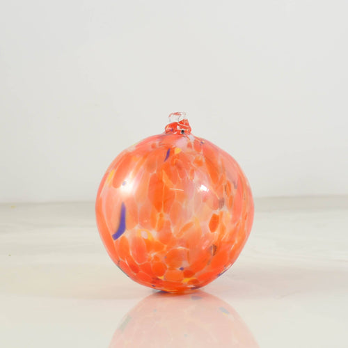 Murano Glass Decorative Sphere Ornament, Orange