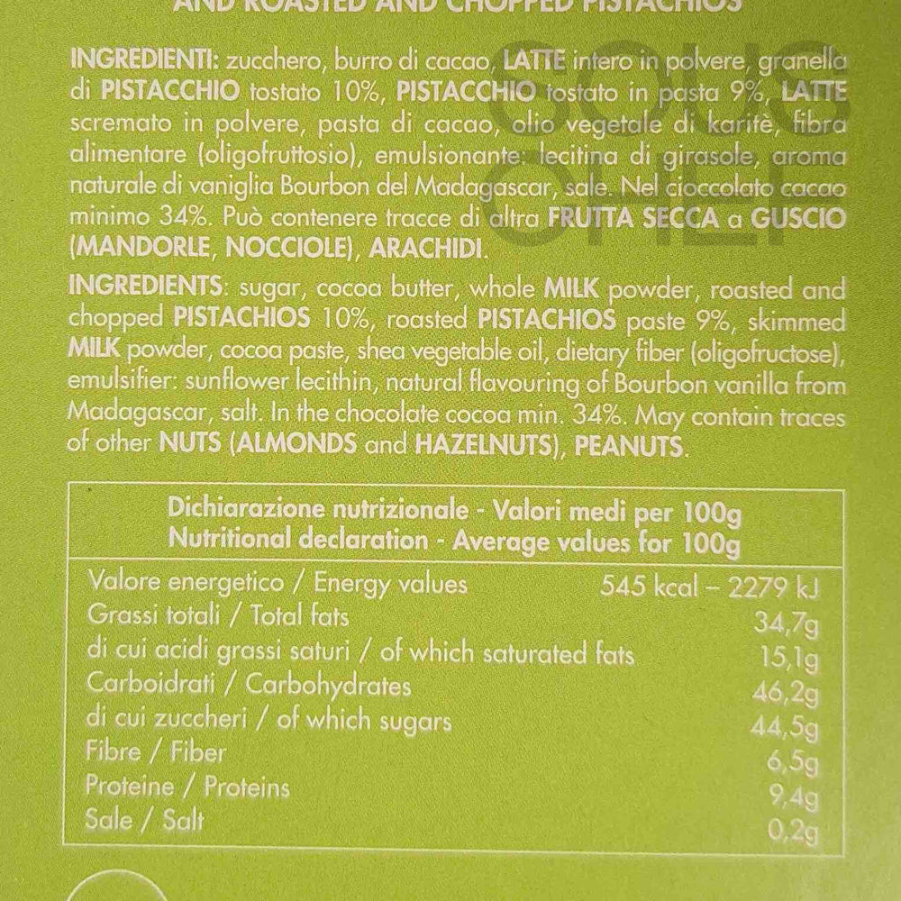Maglio Milk Chocolate Bar with Pistachio Cream Filling, 95g