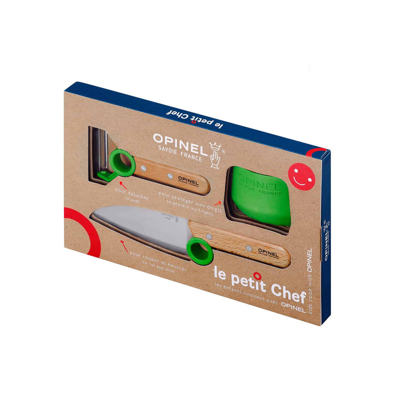 Opinel Green Le Petit Chef 3 Piece Knife Set