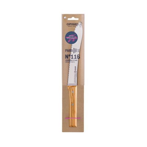 Opinel Parallele Olive Wood Bread Knife, 21cm