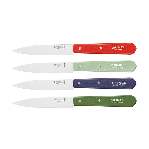Set of 4 Opinel No 112 Coloured Beechwood Handle Paring Knives
