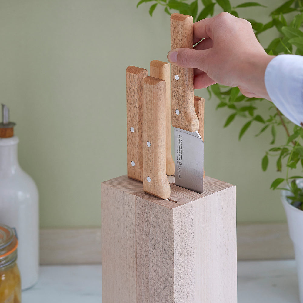 Opinel Beechwood Knife Block, 5 Slot