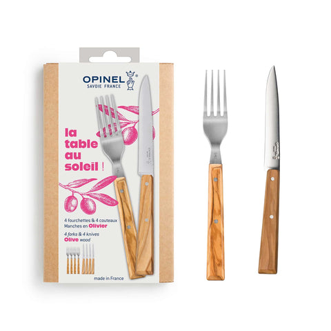 Opinel La Table Au Soleil 8 Piece Olive Wood Handle Cutlery Set
