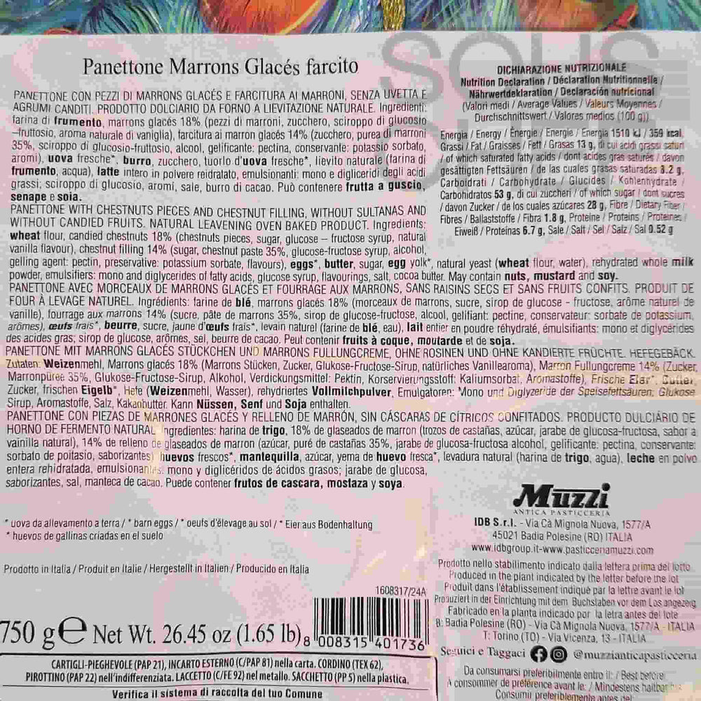 Muzzi Marron Glace Panettone, 750g