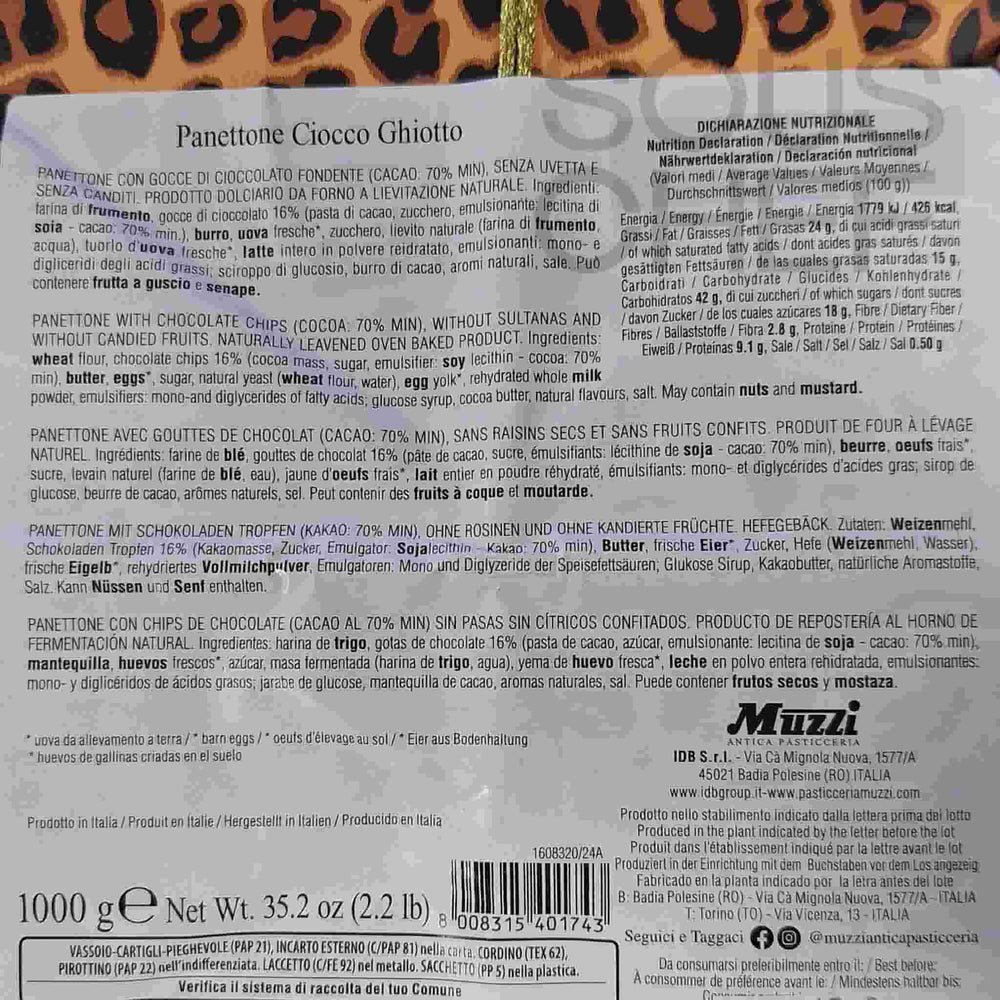 Muzzi Chocolate Chip Panettone, 1kg