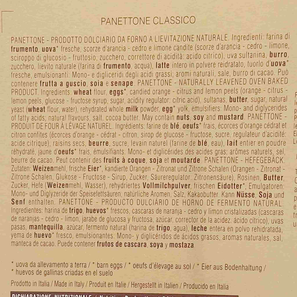 Muzzi Classic Panettone in Tin, 1kg