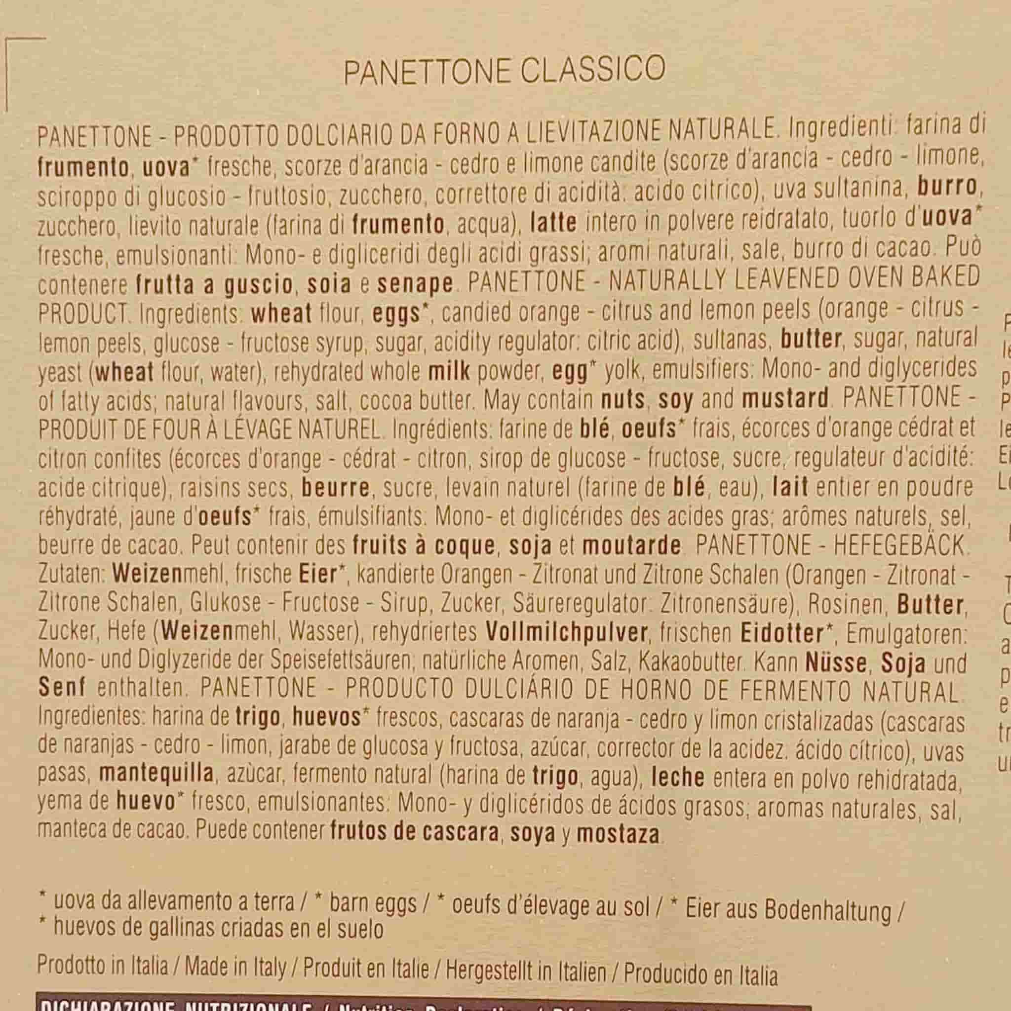 Muzzi Classic Panettone in Tin, 1kg