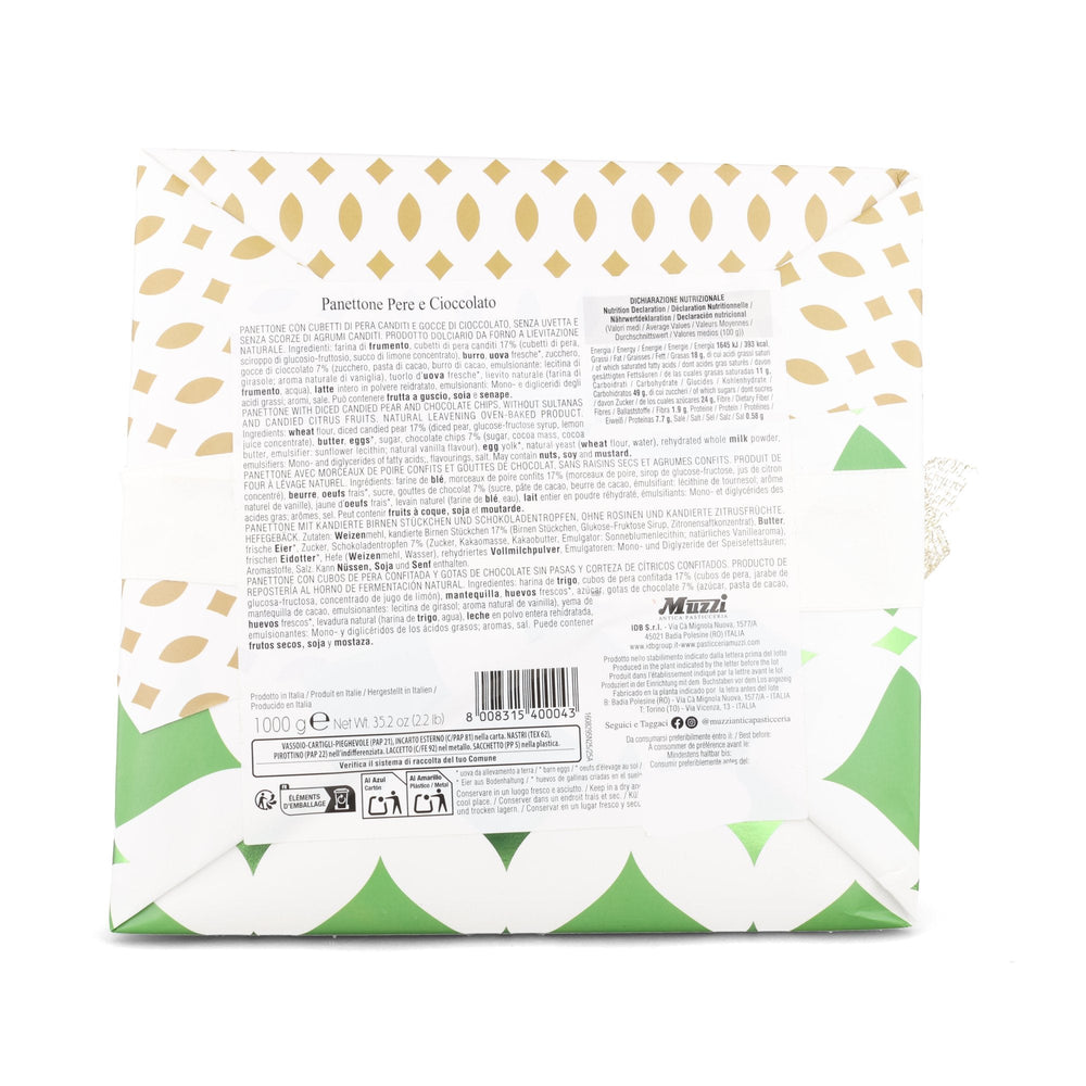 Muzzi Green Diamond Pear & Chocolate Panettone, 1kg
